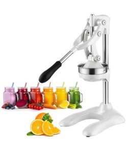 WALALLA Manual Fruit Juicer, Stainless, for Orange Citrus Lemon Lime Grapefruit, Non-Slip Handle, Separates Pulp from Seeds, Easy to Use and Wash, White