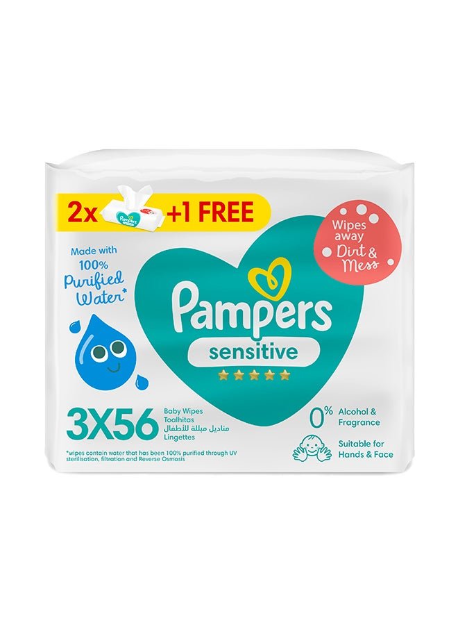 Pampers Sensitive Protect Baby Wet Wipes 56 Count Pack of 3