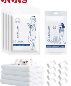 UNUNS Disposable Bath Towels,4PCS 70x140cm Large Compressed Towel With 8 Disposable Towels Tablets,Cotton Towel For Camping Sports Hiking