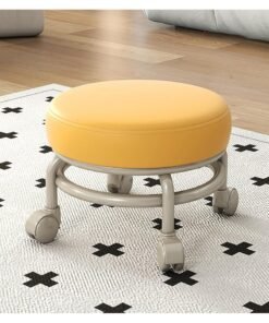 DubaiGallery Rolling Stool with 360° Silent Rubber Wheels and PU Leather Seat for Garage Home Garden Office Shop and Fitness Stable and Comfortable