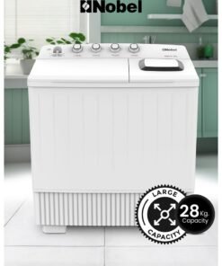Nobel 28kg Wash / 14kg Spin Capacity Semi-Automatic Twin Tub Washing Machine | With 4 Control Knobs, 600W Wash & 860W Spin Power, IPX4 Rated, Water Inlet & Timed Cycles – NWM3100 White 28 L 860 W NWM3100 White