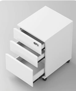 keke Wooden Mobile File Cabinet with Lock – White Rolling Storage Drawer Unit for Home or Office – 48x40x56 cm - Image 4