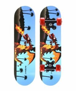 GROIC Skateboards Four-Wheel Skateboard Medium Size Board Dinosaur Theme Colorful Double-Sided Pattern for Beginner Skateboard or Kids Youth 24 Inch