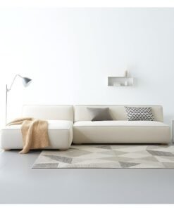 Al Zakharef Furniture Clarissa 3-Seater Luxury L-Shape Velvet Sofa with Free Pillows, Premium Wooden Frame, High-Density Seating Foam, Modern Corner Couch for Living Room Size L270 × W180 cm, Colour Beige