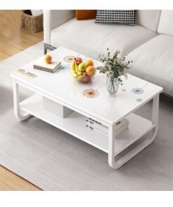 KLNAMAEAAN White Marble finish Top 2 Tier Modern Living Room Home Sofa Table