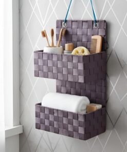 iBELL Nylon Hanging Storage Box for Clothes | Wardrobe Organizer | Cloth Storage Box | Purple Design