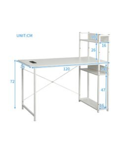 SHEIDLIN Computer Table with Bookshelf Gaming Writing Study Table White 120x55x72cm Metal - Image 4