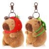 Barakah 2Pcs Capybara Plush Keychain, Kawaii Capybara Stuffed Animals Dolls Pendant, Realistic Capybara Stuffed Animals Toy, Capybara Pendant, for Backpack Decoration Gift for Kids