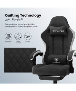 Alternative view of GTPLAYER #1USA Ergonomic Gaming Chair Fabric with Pocket Spring Cushion, Footrest & Armrests – Computer Video Game Desk Chair with Adjustable Lumbar Support & Headrest for Gaming & Office Black