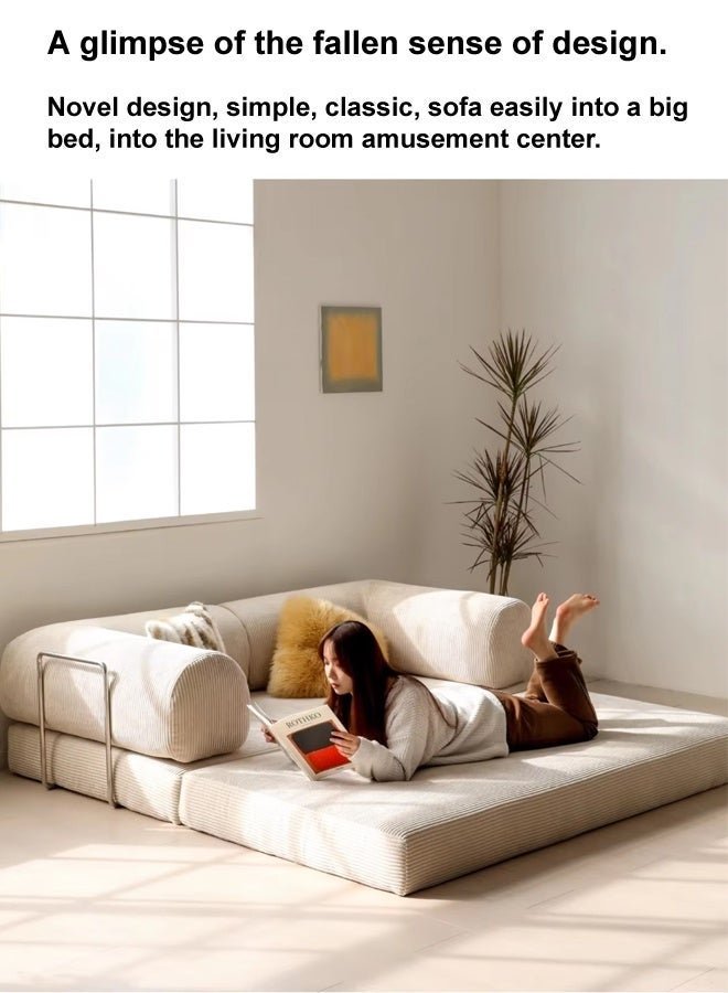 C&C Home 2 in 1 Multipurpose Use Sofa Cum Bed Comfortable Ergonomic Design Sleeper Sofa Folding Couch Mattress Convertible Living Room Furniture 220x170 cm - Image 2