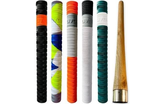 LIVOX ® Premium Cricket Bat Handle Rubber 5 Grips for Enhanced Performance With Better Shock Absorption And 1 Wooden Gripper Cone (pack of 6) (DYNAMIC TEXTURE)