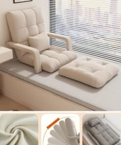 VUCATIN Folding Floor Chair Lounge Sofa Folding Single-Back Sofa Cushion Multi Angle Adjustment Padded Sleeper Bed For Balcony Bedroom With Pillow Armrests Single Sofa