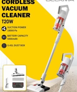 Deerma Cordless Vacuum Cleaner, Rechargable, Long battery Life, 35 Minutes Operation, 18kPa Strong Suction Power, 9-Cone Cyclonic Efficient Filtration, Lightweight and Easy to Use 180 W T20W WHITE
