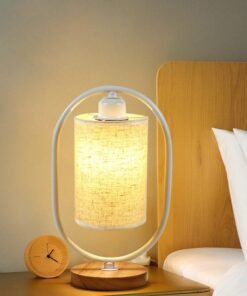 DUNISO Bedside Table Lamp,Bedroom Desk Lamp,Usb Switch Cable Led Bedroom Light,Linen Fabric Night Light, 3-Speed Dimmable,With Fabric Lampshade,Suitable For Living Room, Bedroom, Dining Room, Bar, Party, Camping, Coffee Shop