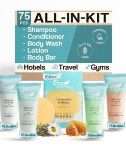 Terra Pure Eco Botanics Hotel Soaps and Toiletries Bulk Set 1Shoppe AllInKit Amenities 085oz Shampoo Conditioner Body Wash Body Lotion 089oz Bar Soap Travel Size 75 Pieces