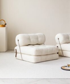 Merry Moments Tofu Block Style Sofa Modular Design Contemporary Comfort White Boucle Upholstered Armchair Lounge Chair Sofa for Bedroom Living Dining Retail Creative White H70xW80xL80 cm