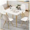 Dining Table, Modern Coffee Table Lunch Table with Solid Wooden Legs, Simple Square Side Desk Kitchen Table for Small Space Like Home Living Room Kitchen Dining Room Lounging Cafeterias (Square, 80 * 80 * 73CM)