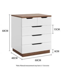 Modern Bedside Table, Wooden Storage Cabinet with 5 Drawers and Spacious Countertop for Household Small Items, Simple Nightstand Table, Chest of Drawers for Living Room, Bedroom, 203DG5 (White)