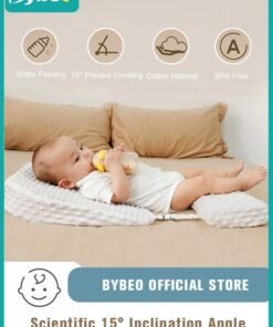Bybeo Infant Nursing Pillows, Baby Crib Wedge Pillow, Infant Sleeping Wedge Pillow Anti Vomit Milk Pillows 15-Degree Incline for Better Night's Sleep, Prevent Sliding