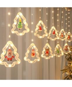 Chielor Christmas Tree Lights - 120 LED USB Remote Control Battery Operated Window Light With Santa Claus Ornaments - 9.84 ft for Bedroom Party Curtain Décor (Xmas Tree)