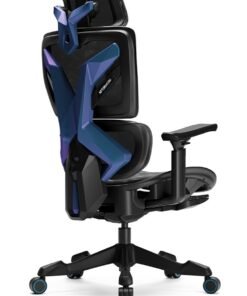 AFTERWORK Xyrion Super Ergonomic Gaming Chair with Footrest - 3D Adjustable Headrest, Adaptive Backrest, 4-Position Tilt Lock, Breathable Mesh, and Silent Castors - Black & Blue
