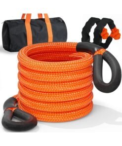 Oasisgalore 36000 LBS Kinetic Recovery Tow Rope with Soft Shackle，25mm x 9m,Heavy Duty Snatch Strap, 35% Elasticity Offroad Recovery Kit for Jeep Car Truck ATV UTV SUV, Orange