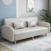 Comfynest Seats 3 Modern Small Solid Wood Frame Foam Filled Sofa With Square Arm - Flannel 150 X 65 X 75 Cm Gray-White