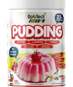 OptiTect Diet Pudding – Vanilla Cherry Flavor, 300g | High Protein, High Fiber, Sugar-Free Dessert