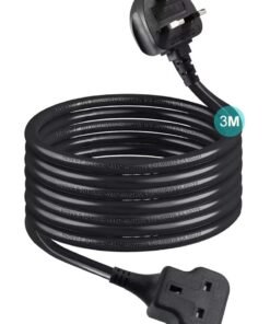 Rock Pow 1 Way Extension Cord 3m Long &Thick Electric Cable Industrial Black Power Strip for Lengthen Power to Outdoor Garden/Indoor Utility Room/Workshop 13A 3250W 3m