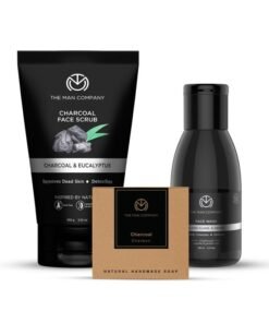 The Man Company Charcoal Gift Set | Charcoal Soap, Face Wash, Face Scrub | Deep Cleansing, Detox Skin, Anti Acne, Blackhead & Dirt Removal - Pack of 3