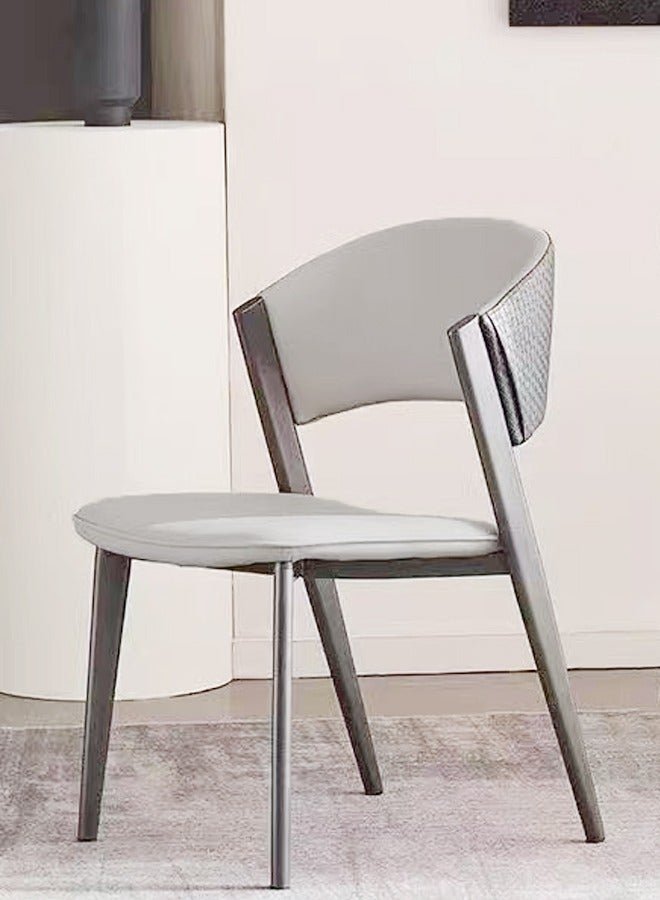 fashionhome Set of 4 Multipurpose Use Italian Light Luxury Dining Chairs Minimalist Design Curved Upholstered Leather Backrest Accent Chairs Comfortable Restaurant Chairs Durable Carbon Steel Legs Living Room Chairs 44x50x80 cm - Image 4