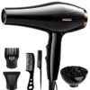 Univer Tang 6-in-1 Ionic Hair Dryer, Salon Professional Blow Dryer 2200W AC Motor Fast Drying with 2 Speed, 3 Heat Setting, with Diffuser, Nozzle, Concentrator Comb for Curly and Straight Hair，comb
