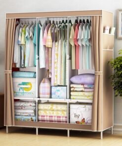 Self-Pickup Simple Wardrobe Fabric Wardrobe With Reinforced Steel Frame, Single-Person Storage, Dustproof