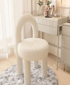 fashionhome Modern Single Sofa Comfy Fluffy Vanity Chair Elegant Furry Makeup Desk Chairs for Bedroom Living Room 47 x 44 x 77 Centimeter