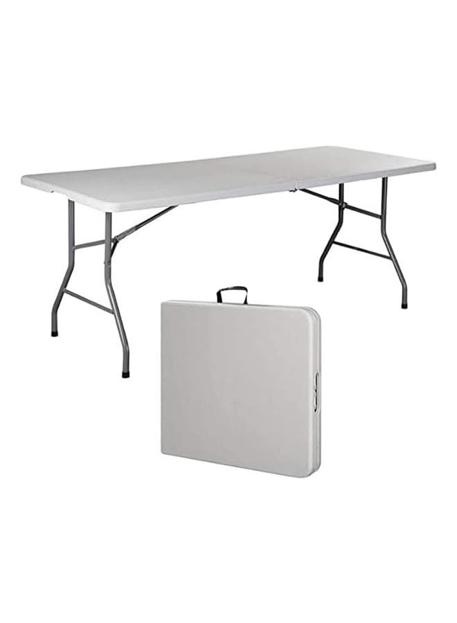 MAF furniture Maf-Ft1.8M-Folding Rectangular Table For Outing, Home, Kicthen, Easy To Carry 180X60 Cm Multipurpose Folding Round Table With Steel Frame Maf-Ft1.8M-White