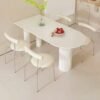 C&C Home Modern Light Luxury Stone Tabletop Italian Dining Table and Chairs Small Kitchen Dining Table Chair Set Restaurant Dining Table with 4 Nordic Style Leather Cushion Ergonomic Dinning Chairs for Home Restaurants 120x60x75 and 41x45x75 cm