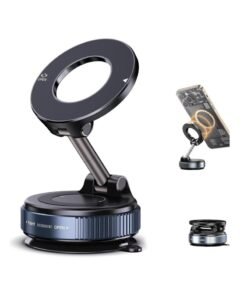 TIKNIA Vacuum Magnetic Phone Holder, 360° Adjustable Magnetic Car Mount, Foldable Portable Suction Cup Cell Phone Mount for Car/Gym/Mirror/Shower, Compatible with All Smartphones & All Car Models