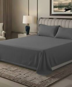 MAXQON 3‑Piece Premium Microfiber Bed Sheet Set – Single Size Flat Sheet (180x240 cm) with 2 Pillowcases (50x75 cm) – Ultra‑Soft, Breathable, Wrinkle‑Resistant Fabric – Perfect for Home & Hotel Use, Grey
