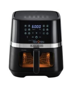 BLACK+DECKER 12-in-1 Digital Air Fryer, 8.5L/2Kg Capacity, Rapid Hot Air Circulation for Frying, Grilling, Baking and Broiling, Brushed Matte Finish, Viewing Window - 5.8 L 1800 W AF5800-B5 Black
