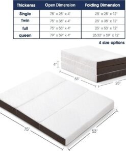Alternative view of The Home Mart Folding Mattress, 4 Inch Trifold Hybrid Foam Mattress with Ultra Soft Removable Cover, Non-Slip Bottom & Breathable Mesh Sides, Foldable & Portable (Queen : 79" x 59" x 4")