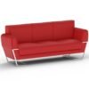 Mahmayi SF169-3 PU Leatherette Three Seater Sofa - Modern Executive Sofa, Office Lounge Seater With Stainless Steel Legs and High Density Foam - Red
