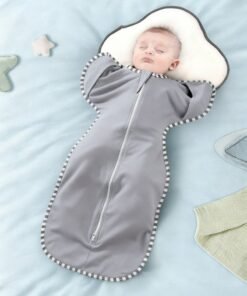 joybuy Baby Swaddle Wrap Size S BABY Sleep Sack, Baby Sleeping Bag With Arms, Newborn Swaddle Blanket Wrap 2 Way Zipper Unise, Suitable For 3-9 Months Baby (Grey)