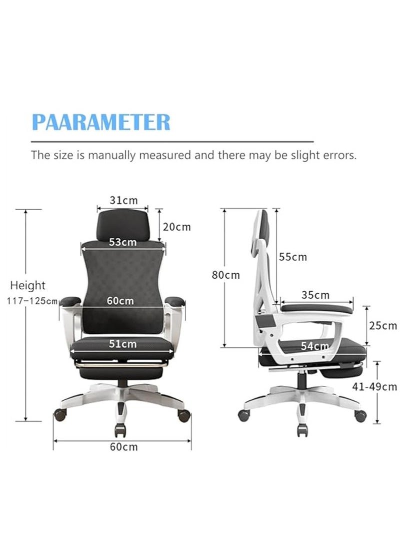 Ergonomic Office Chair, Height and Backrest Adjustable Desk Chair with Lumbar Support and Footrest for Work, Study and Gaming, Swivel Computer Chair for Home Office (Z1-Black) - Image 3