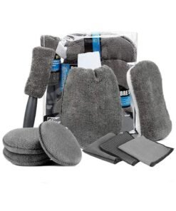 9 Pcs Car Care Car Cleaning Kit with Soft Microfiber Cloth Towels,Wash Mitt Sponge, Automotive Detail Brushes
