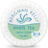 BERGMAN KELLY - Hotel Soap Bars - White Tea, 1 oz, 200 PK - Travel Size Luxury Bulk Amenities Bar Soap, Mini Individually Wrapped Round Soap - Small Toiletries for Airbnb, Motel, Guest Bathroom