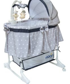Moon 4 In 1 Convertible Soffy Baby Cradle - Grey Line