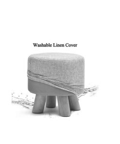 Alternative view of FFD Ottoman Foot Rest Stool - Comfortable & Multipurpose Pouf Footstool with Wooden Legs - Small Round Footrest Chair for Changing Shoes - Stylish and Supportive Footrest