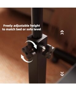 Alternative view of Adjustable Overbed Laptop Table with Wheels Tilting Wooden Desktop Height Adjustable Bedside Desk 70x40 cm Brown