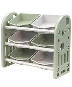 MIXDE Kids Toy Storage Organizer with 6 Bins, Multi-functional Nursery Organizer, Child Furniture Cabinet with Shelf and Bins for Playroom, Bedroom, Living Room (green) - Image 3