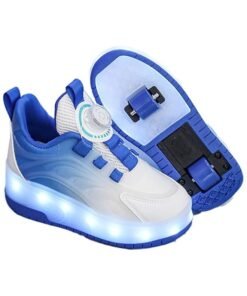 DUNISO Children's Roller Skates, Sports Shoes With Wheels, Flashing Led Lights, Rechargeable, Suitable For Boys And Girls Beginners, More Balanced, Blue